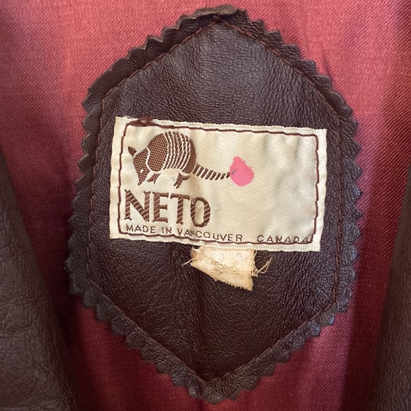 Vintage Neto Full Length Brown Leather Coat - Picture 3 of 7